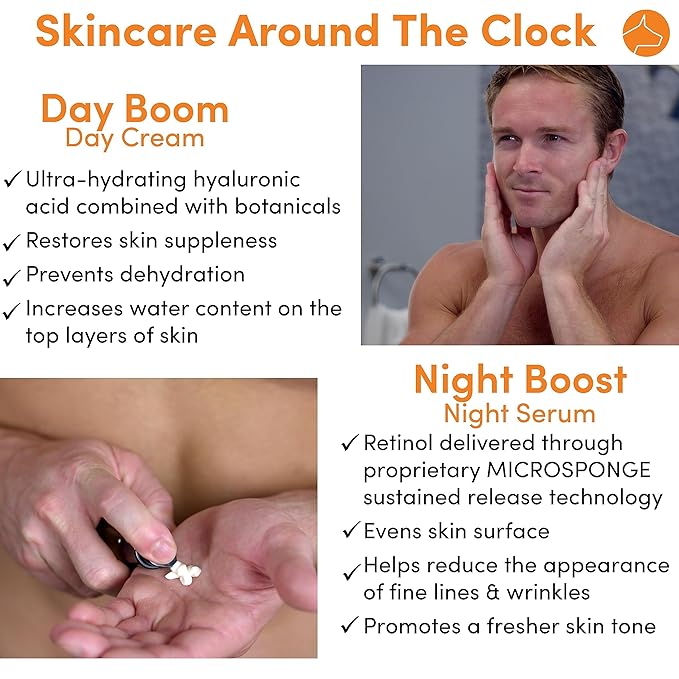 Dogface Deluxe Kit – Men’s Red Light Facial Brush with Silicone Bristles, Hyaluronic Acid, Retinol Night Serum, Technobrush, Wakeup Gel, Day Boom, Night Boost - Free Shower Caddy