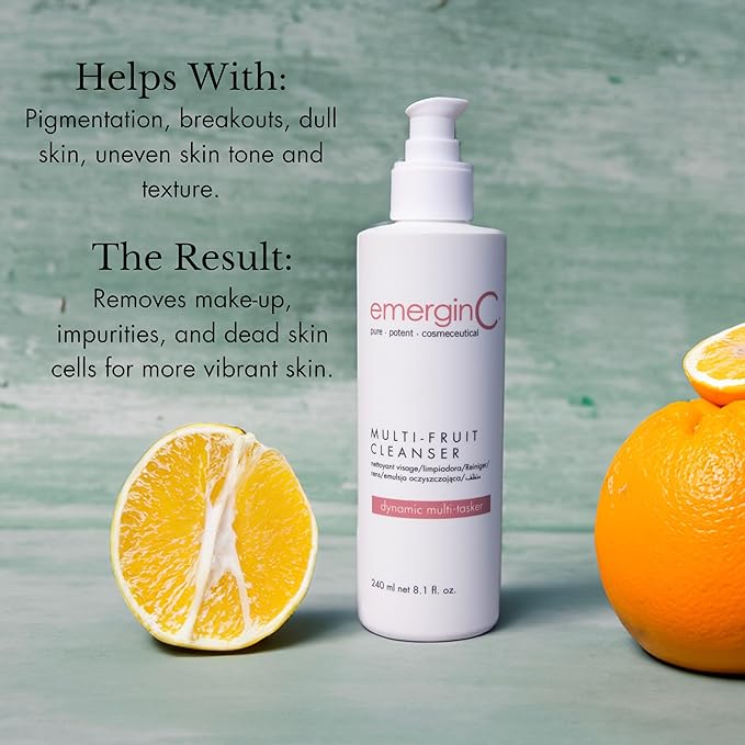 Gentle Multi-Fruit Cream Cleanser - Face Wash with Natural AHA + Vitamin C from Natural Fruit Extracts - Removes Dead Skin (8.1 oz, 240 ml)