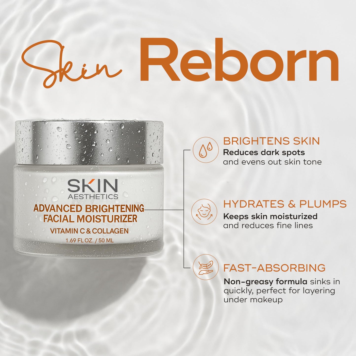 Skin Aesthetics Vitamin C & Collagen Face Moisturizer - Anti-Aging, Hydrating, Fine Lines & Wrinkles, Brightening - Dermatologist Tested Korean Skincare - Clean Beauty, Cruelty-Free - 1.69 oz