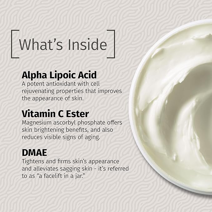 Reviva Labs DMAE Cream with Alpha Lipoic Acid, Vitamin C Ester - DMAE Lift and Firm Cream for Neck and Face - Skin Firming and Moisturizing Cream, 5-Pack (2 oz Each)