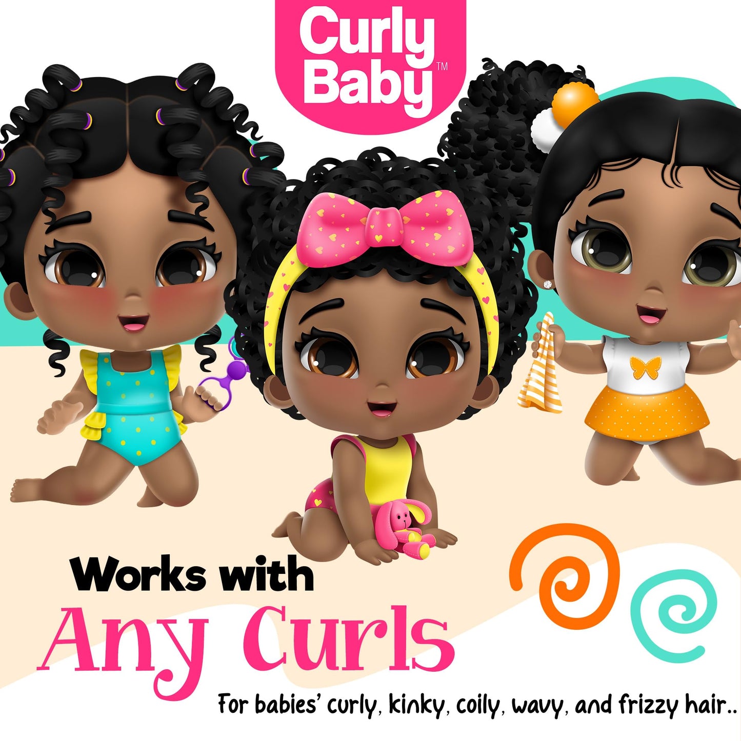 CurlyBaby Girl Bundle GM Curls – Tear-Free Shampoo, Moisturizing Conditioner Smoothie & 3-in-1 Good Morning Spray for Kids & Toddlers with Curly Hair – Daily Haircare, Hydrating, Growth-Friendly Set