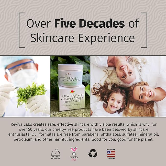 Reviva Labs DMAE Cream with Alpha Lipoic Acid, Vitamin C Ester - DMAE Lift and Firm Cream for Neck and Face - Skin Firming and Moisturizing Cream, 3-Pack (2 oz Each)