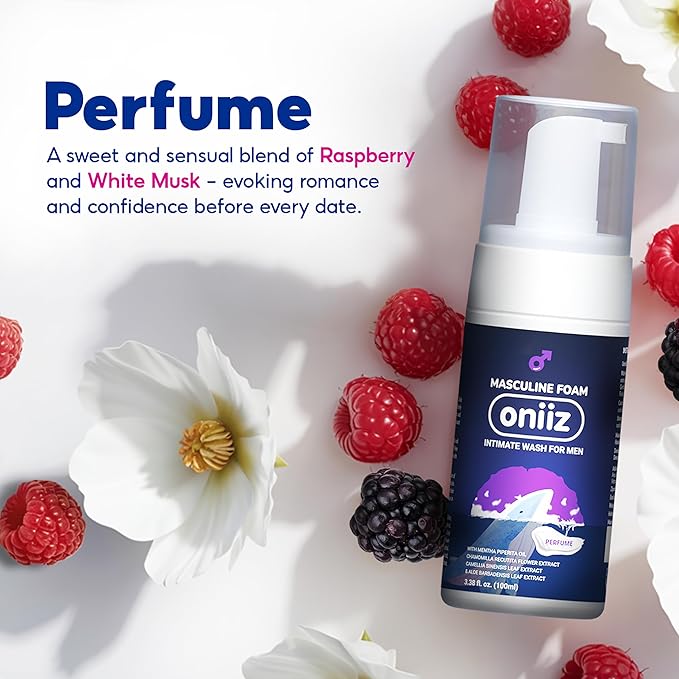 Masculine Foam Perfume | 3-Barrier Intimate Protection | Gentle Intimate Wash for Men | Natural Ingredients | pH Balance | Sweet & Alluring Aroma | Prevents Odor & Itching 3.38 fl. oz