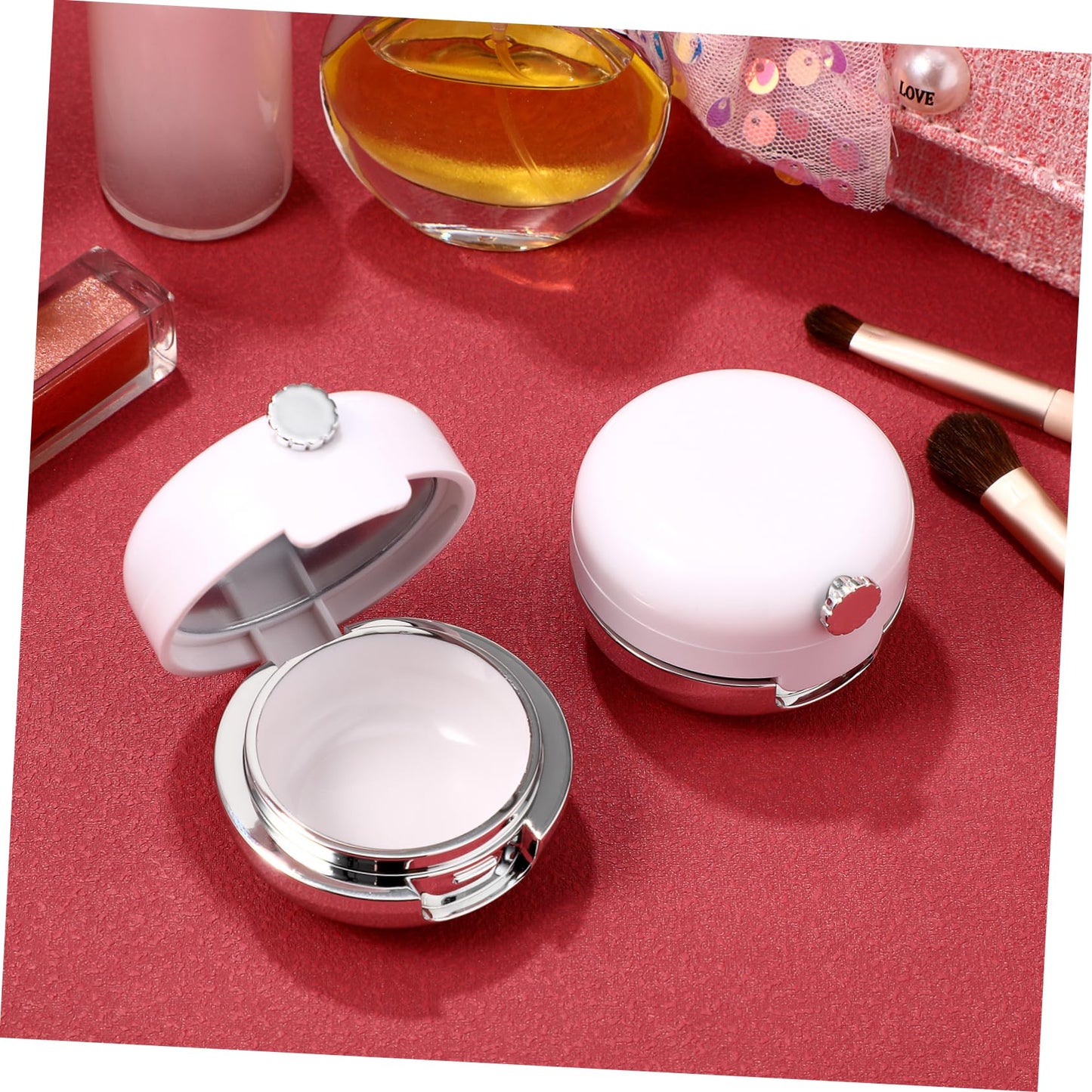 Beaupretty 2Pcs Empty Lips Balm Jars Plastic Lip Mask Holders with Silicone Lip Brush and Mirror Lid Face Cream Containers
