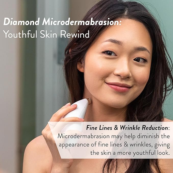 Microderm GLO Diamond Microdermabrasion Machine - Best Gift for Women - Dermabrasion & Anti Aging Wrinkle Skincare - Home Facial Treatment System - Blackhead Remover & Exfoliator for Acne Scars