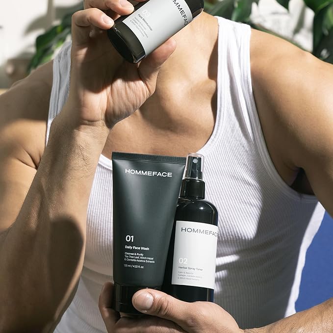 HommeFace Daily Trio Skin Care Set for Men, 3-Step Routine