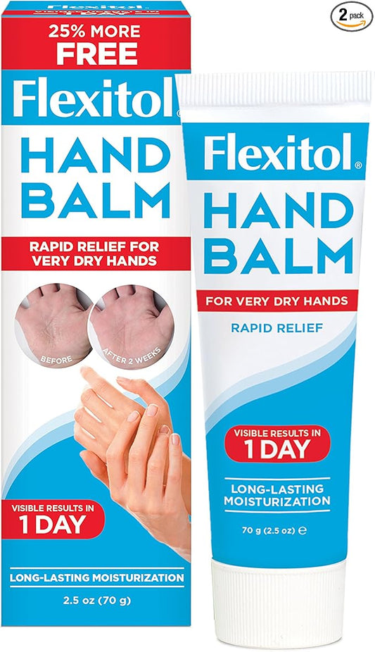 Flexitol Hand Balm, 2.5 Ounce Tube (Pack of 2), Rich Moisturizing Hand Cream for Fast Relief of Dry, Chapped, or Cracked Skin
