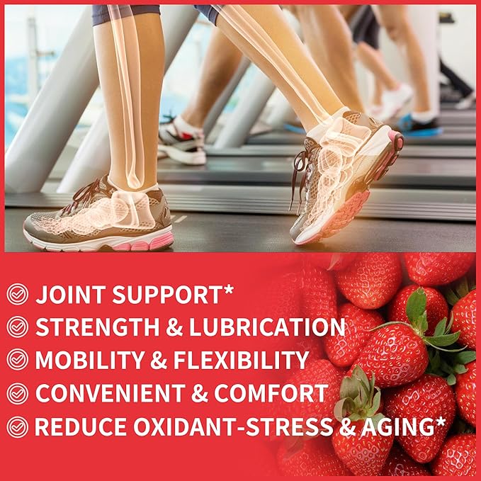 Glucosamine Chondroitin Gummies with MSM & Elderberry Extra Strength - Joint Support, Antioxidant Immune Support Supplement for Adults, Men & Women.(2 Pack) Strawberry