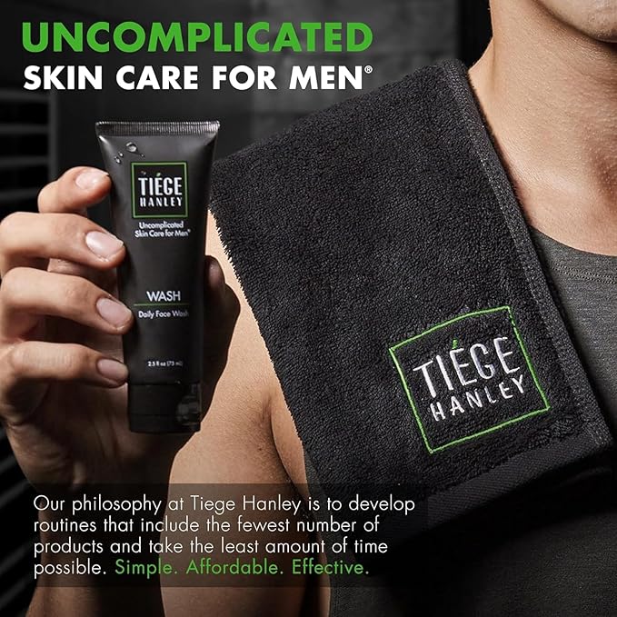 Tiege Hanley Men's Acne Treatment System (Level 2) - TiegeClear Advanced Routine for Smooth Skin - Includes Sal Acid Wash, Glycolic Acid Pads, and Serum - All Skin Types