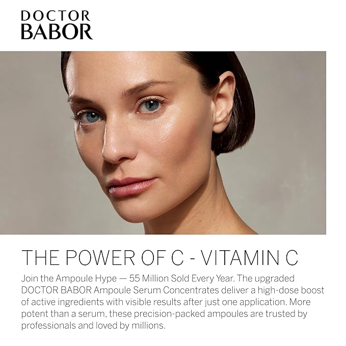 Doctor BABOR Radiance Ampoules Serum, 20% Vitamin C Treatment, with Hyaluronic Acid, High Dose, Face Pigment Spot Minimiser, for Smoother Skin with Glow, Against Wrinkles, 100% Vegan, 7 x 2 ml