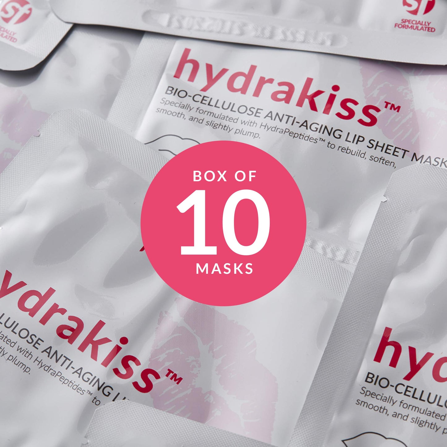 PMD Hydrakiss Bio-Cellulose Anti-Aging Lip Sheet Mask, 10 Count (Pack of 1)