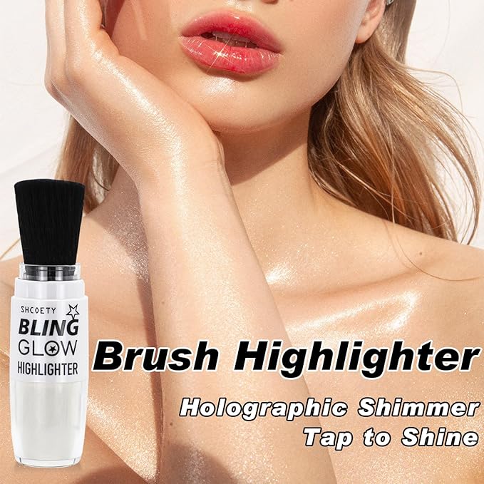 Glitter Powder Highlighter Makeup, Fairy Highlight Shimmer Body Pearl White)