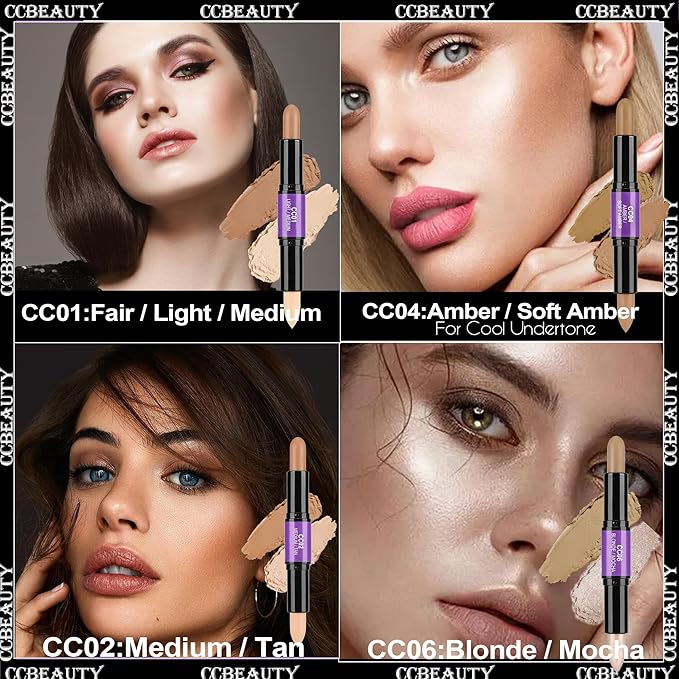 CCbeauty 2-IN-1 Matte Contour Stick Makeup,Cream Dual Highlighter & Waterproof