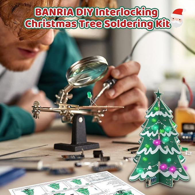 Christmas Tree DIY Soldering Kit – Electronics Xmas Tree Soldering Project with RGB LEDs & Music, Hands-On Christmas Soldering Practice Kit for Teens & Adults STEM Learning Holiday Decor & Gift
