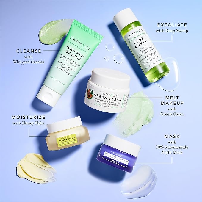 Farmacy Foaming Face Wash for Oily Skin - Whipped Greens Oil-Free Gentle Facial Cleanser + Exfoliator - Infused with Green Clay to Remove Impurities, Control Oil + Maintain Skin Hydration (150ml)