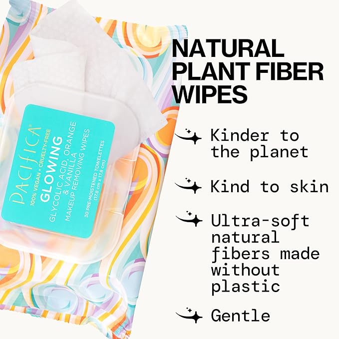 Pacifica Makeup Remover Face Wipes - Disposable Daily Face Cleansing Towelettes Wipes -Biodegradable & Eco-Friendly - Organic- Clean Beauty Vegan & Cruelty-Free Dermatologist Tested 10 Count