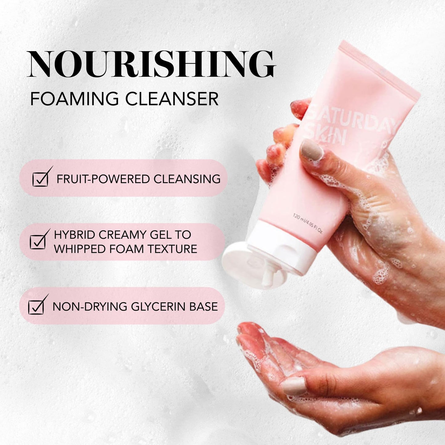 Saturday Skin Face Cleanser Hydrating Foam Cleanser Natural ingredients Anti-aging | Makeup Remover and Face Wash | Fragrance Free Ideal for Sensitive, Dry Skin Korean Skincare