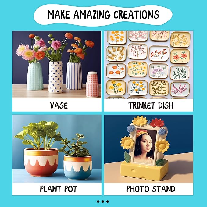 POTTREATIVE Air Dry Clay Pottery Kit - Home DIY Pottery Starter Kits with Air-Dry Clay，Sculpting Pottery Tools and Step-by-Step Guide - Great for Date Night, Arts Crafts Hobby