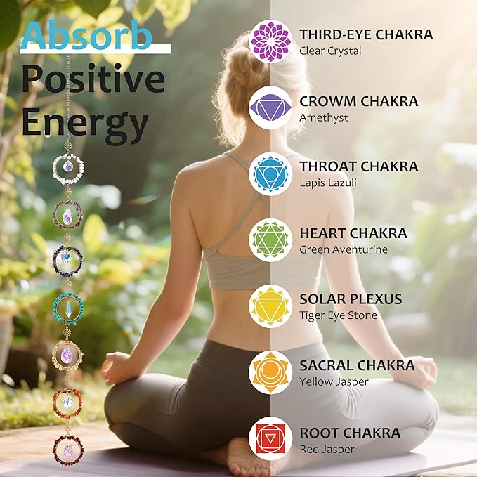 7 Chakra Sun Catcher Kit for Adults DIY Crystal Suncatcher Ornaments with Healing Stones, Window Hanging Arts and Crafts, Suncatcher Making Supplies Kit Hanging Ornaments Decor for Home Gifts