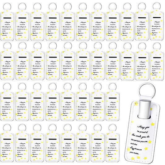 Ctosree Lipstick Holder Keychain, 40 Pieces Neoprene Lip Balm Holder, Classic Design for Professionals, Students, Young Women, Unisex-Adults