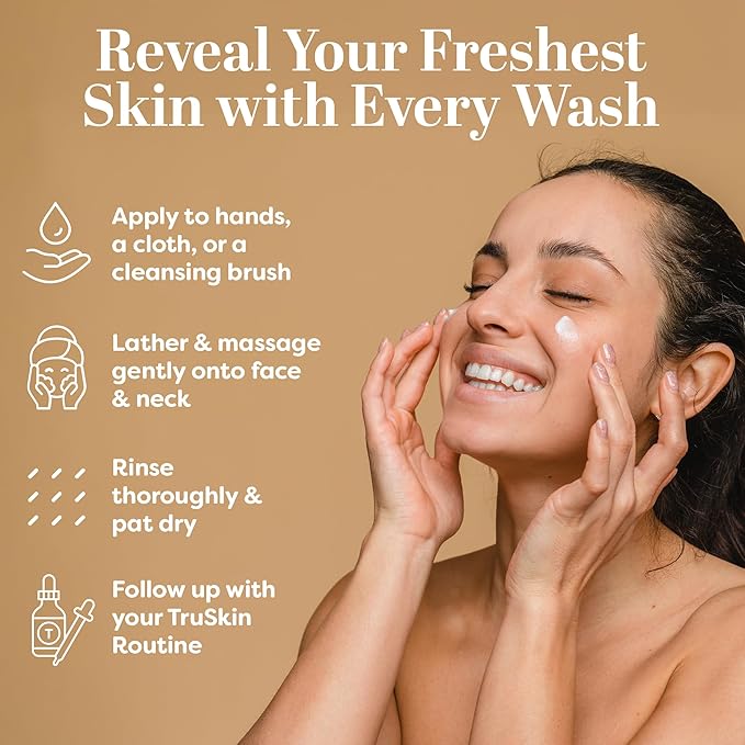 TruSkin Soothing Cleansing Milk for Face – Gentle Facial Cleanser for Sensitive Skin with Plant-Based Rice & Oat Milk plus Hyaluronic Acid - Gently Removes Make-Up Without Stripping Skin, 4.2 fl oz