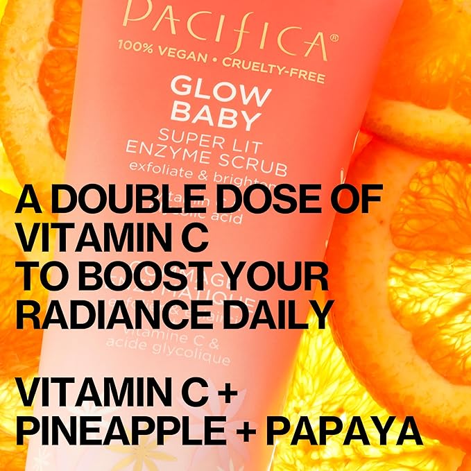 Pacifica Beauty Glow Baby Brightening Face Wash & Enzyme Face Scrub Set, Skincare, Vitamin C, Glycolic Acid, Vitamin E, Facial Cleanser, Exfoliator, Skin Care, Vegan, 5 fl oz and 4 fl oz (Set of 2)