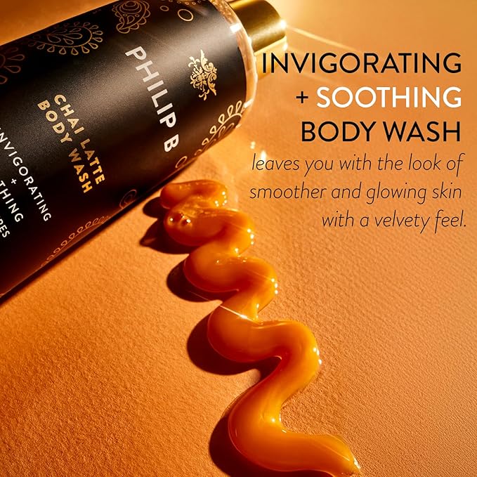 PHILIP B Chai Latte Body Wash 11.5 Fl Oz (340mL) - Invigorating + Soothing, Formulated with White Tea Leaf, Hydrolyzed Soymilk & Honey, for All Skin Types