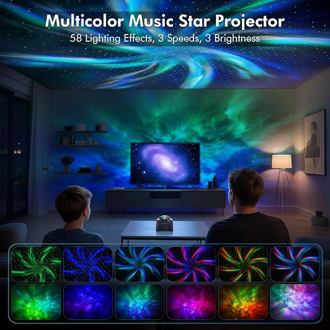 Rossetta Galaxy Projector, Star Projector for Bedroom with Bluetooth Speaker & White Noise, Remote, Timer, Night Light for Kids Room Decor, Party, Birthday & Christmas Gifts for Adults Teen Girls Boys