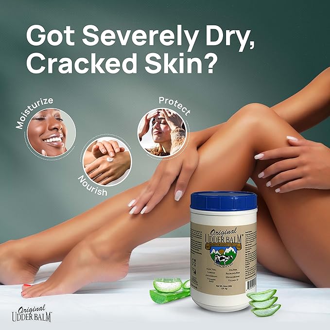 Original Udder Balm Unscented Tub - Made in USA - Hypoallergenic, Dry Skin Relief for Hands, Feet & Face, Moisturizer for Sensitive, Cracked Dry Skin, 64 Fl Oz