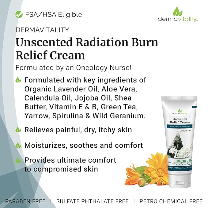 UltimateVitality Unscented Radiation Burn Relief Cream – Calendula Cream for Radiation Patients, Natural, Organic, Paraben, Pthalate Free - 6 ounces