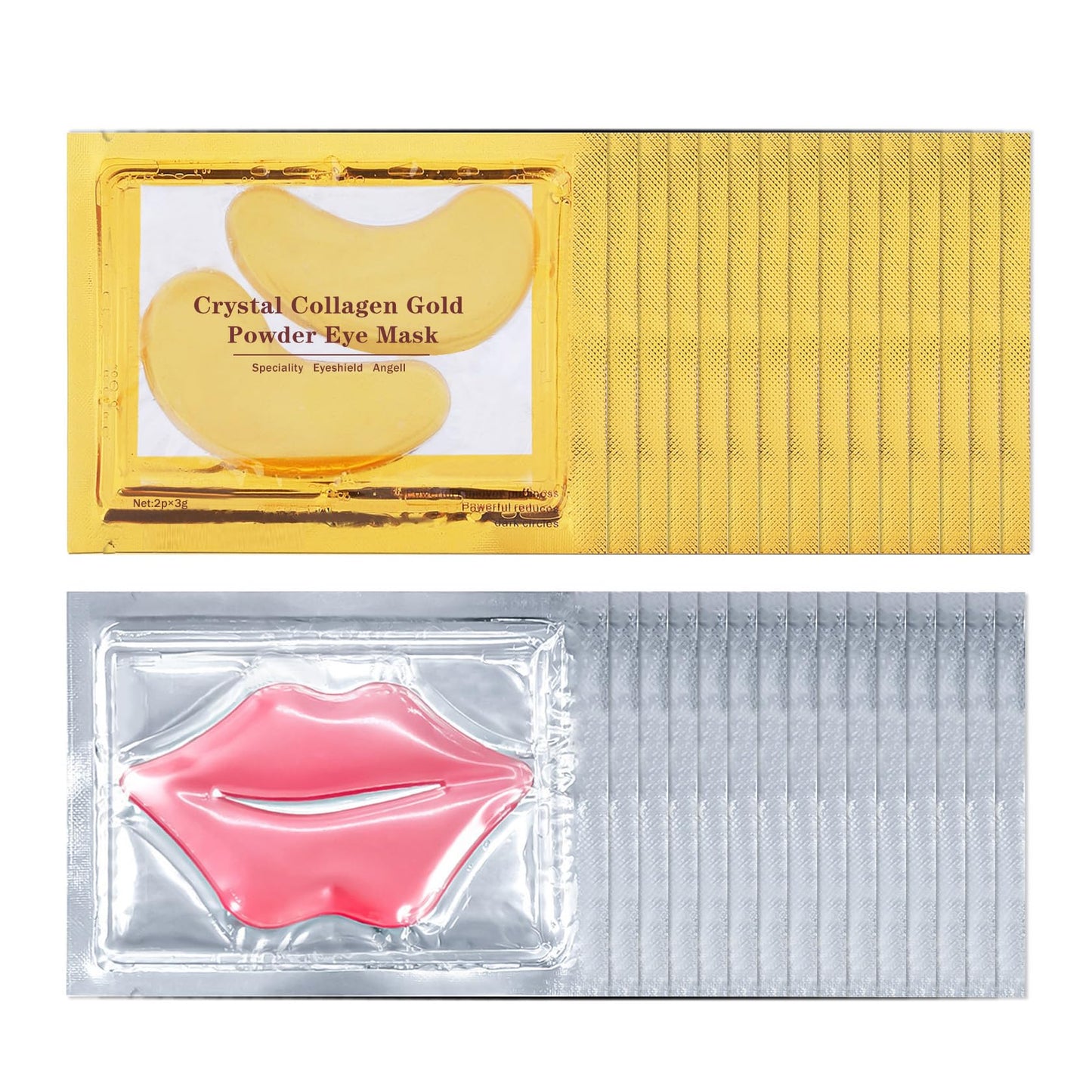 AOAZXBB 30 PCS Lip Mask Under Eye Mask 24K Gold Eye Mask,Moisturizing Nourishing Lip Mask for Dry Lips,Eye Patches for Puffy Eyes Dark Circles