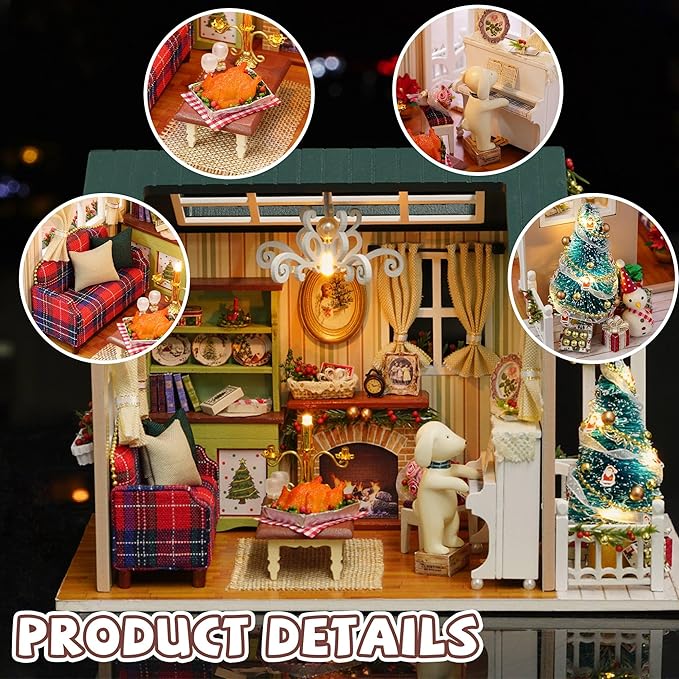 Kisoy Romantic and Cute Dollhouse Miniature DIY House Kit Creative Room Perfect DIY Gift for Friends,Lovers and Families (Sunny Holiday Time)