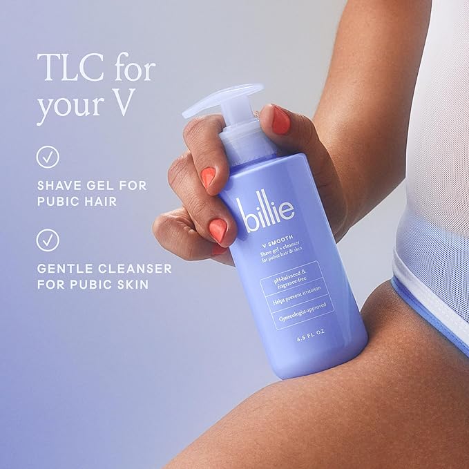 Billie - V Smooth - Shave Gel + Cleanser for Pubic Hair & Skin - pH-Balanced - Fragrance-Free - Gynecologist-Approved - 6.5 oz.