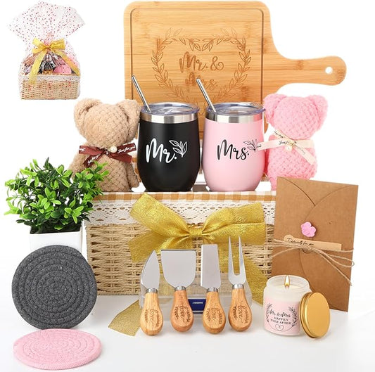 House Warming Gifts Basket 21 Pieces Housewarming Gift for New Apartment Closing Gifts for Buyers Couples Women Men New Homeowners Gift Ideas Set (Couple,Mr&mrs)