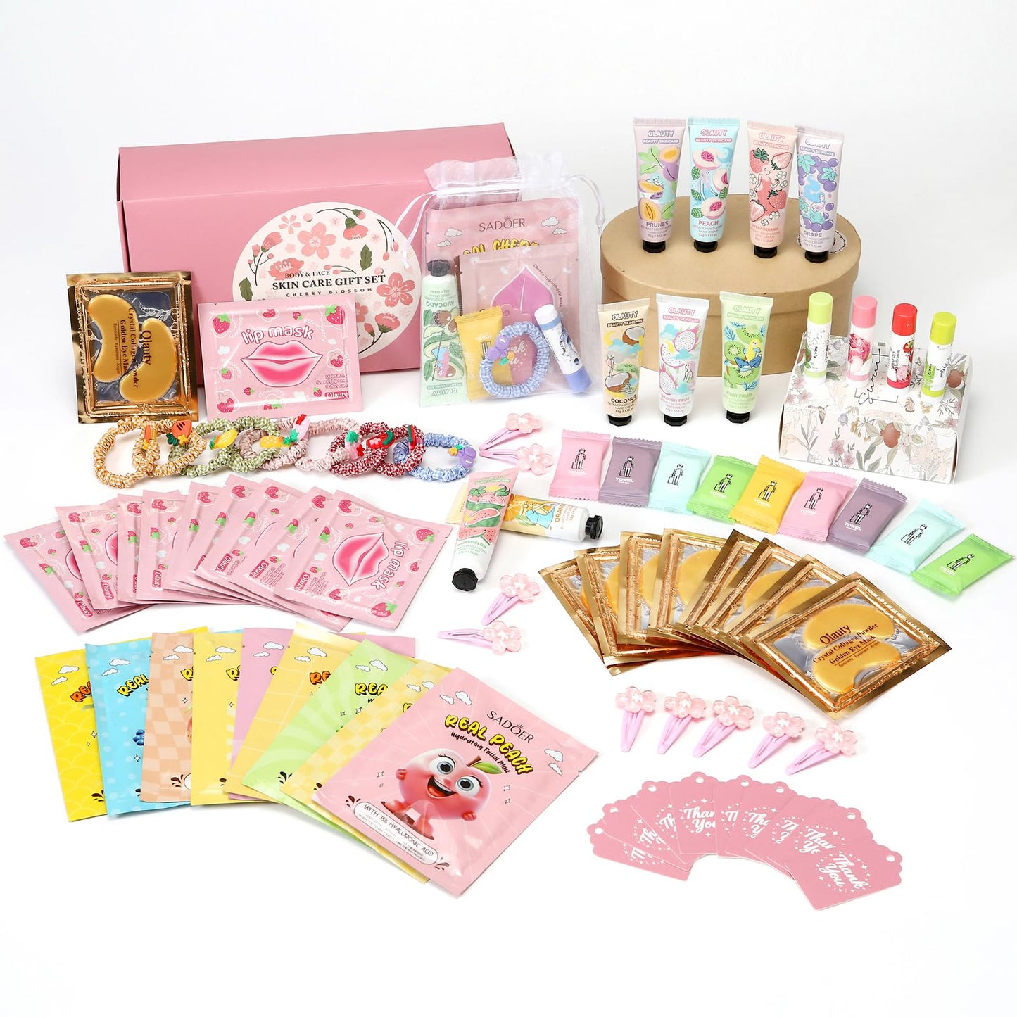 100Pcs Spa Party Supplies for Girls,Spa Party Favors Skincare Fruit Face Masks,Lip Masks,Under Eye Patches,Hand Cream,Lip Balm,Thank You Gifts Bulk,Spa Birthday Sleepover Party Supplies for Women