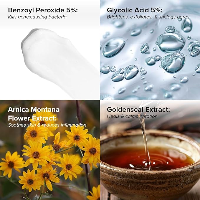 DRMTLGY Acne Spot Treatment and Cystic Acne Treatment. Acne Serum with Micronized Benzoyl Peroxide 5% and Glycolic Acid. 1.1 oz, 2 pack