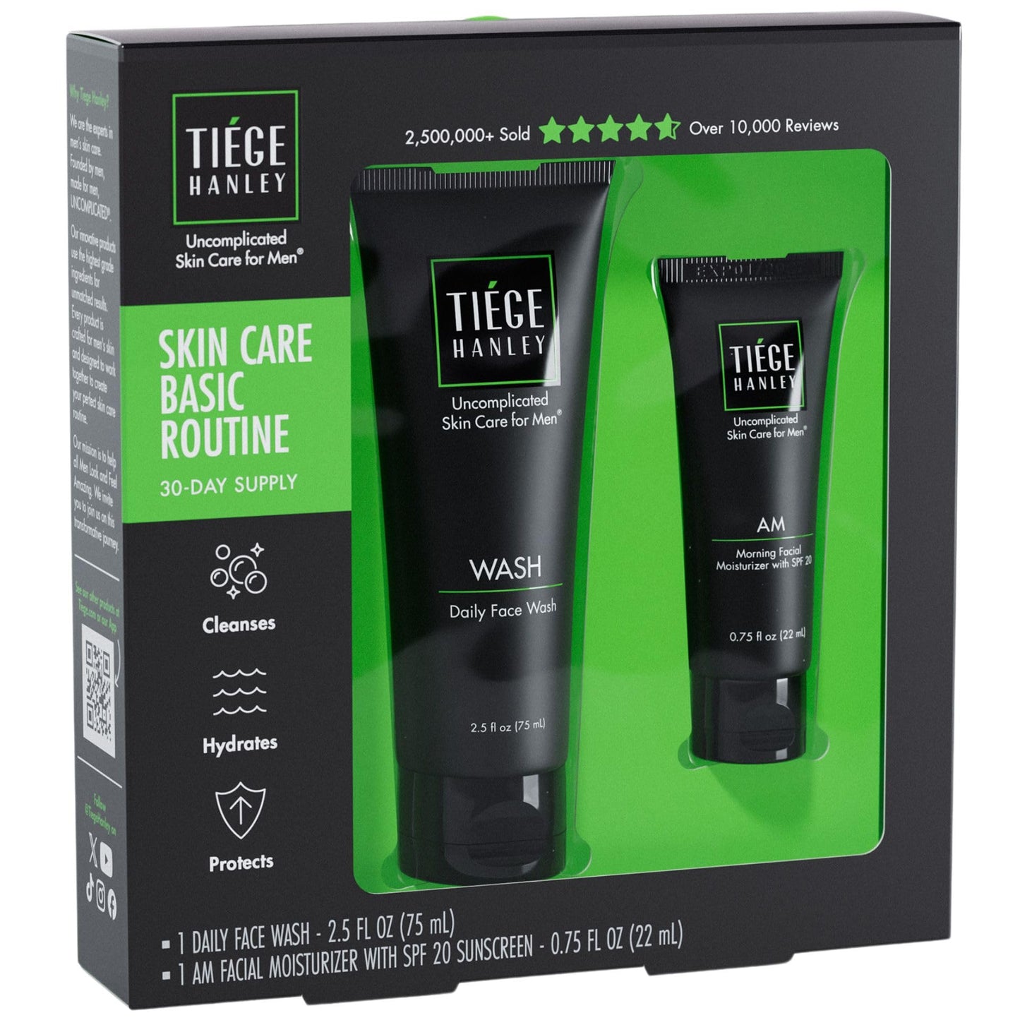 Tiege Hanley Men’s Basic Skin Care Set – Hydrating Face Wash & Daily Moisturizer with SPF 20 – Basic Facial Kit for Men – Sensitive Skin Safe, Lightweight & Non-Greasy - Easy and simple skincare