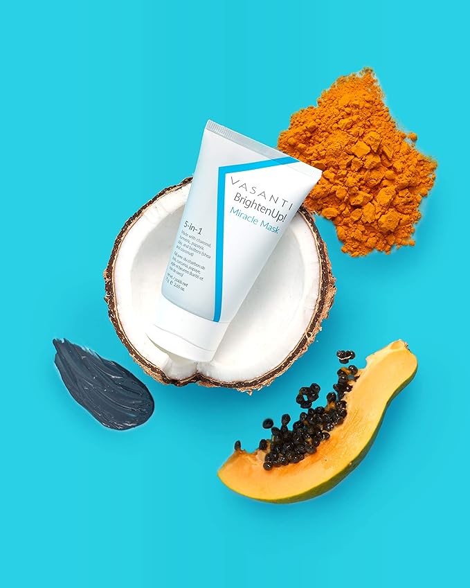 VASANTI BrightenUp! Miracle Mask – Hydrating, Brightening, Softening Facial Treatment – Paraben-Free, Vegan Skincare for Radiant, Fresh Skin – 75g