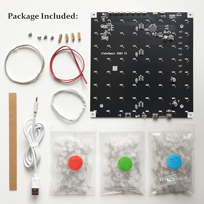 iCubeSmart 3D Led Cube DIY Electronics Kit 8x8x8 Led Cube DIY Soldering Project Kit(3D8S-MULTI)