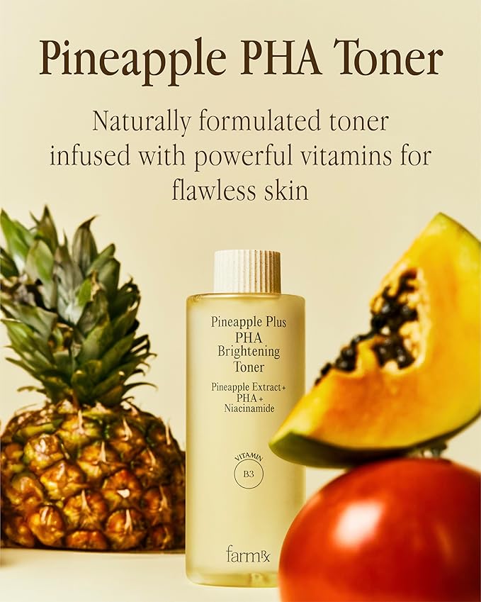 Farm Rx Pineapple Plus PHA Toner (6.42fl oz) - Vegan, PHA-Based Toner Designed to Brighten, Hydrate, and Smooth Skin Texture.. Enriched with Pineapple Extract and Vitamin B3