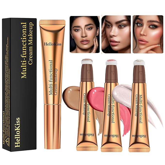 3pcs Contour Beauty Wand, Blush Wand and Liquid +Highlighter Set（#01+#03+#05）