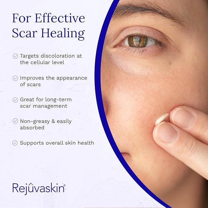 Rejuvaskin Scar Esthetique Scar Cream with Silicone, Reduces the Appearance of Surgical Scars, Burns, Stretch Marks, Keloids & Acne Scars, 30ml