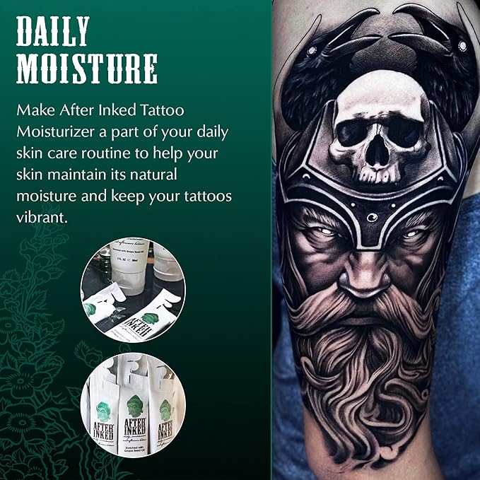 After Inked Tattoo Aftercare Lotion – Moisturizing Balm, As Seen on INK MASTER, Hydrating Cream with Grape Seed Oil, Skin Nourishment & Daily Maintenance, Reclosable Pillow Pack (100-Pack), 7ml