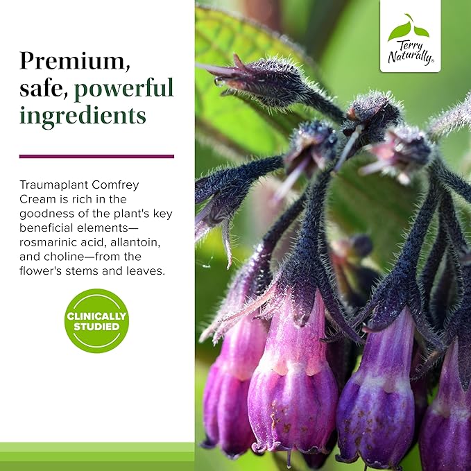 Terry Naturally Traumaplant Comfrey Cream - Non-Staining Herbal Cream - Clinically Studied and Free of Pyrrolizidine Alkaloids - for External Use Only - 1.76 oz