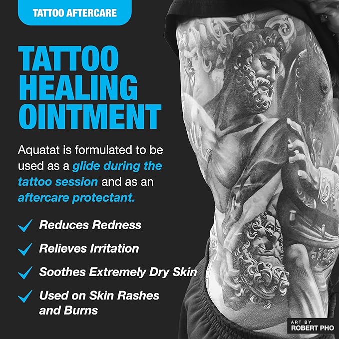 H2Ocean Aquatat Tattoo Healing Ointment - Tattoo Aftercare Cream for Tattoo Supplies - Fragrance- & Dye-Free Tattoo Care Ointment with Vitamins A & B - 1.75 oz