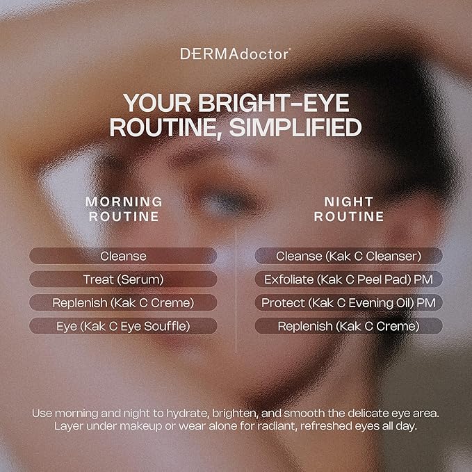 DERMAdoctor Vitamin C Under Eye Cream - Caffeine & Vitamin E | for Dark Circles, Bags Under Eyes, Wrinkles, Puffiness, Eye Fatigue, Dehydration - Anti-Aging Under-Eyes Vitamins & Moisturizer Soufflé