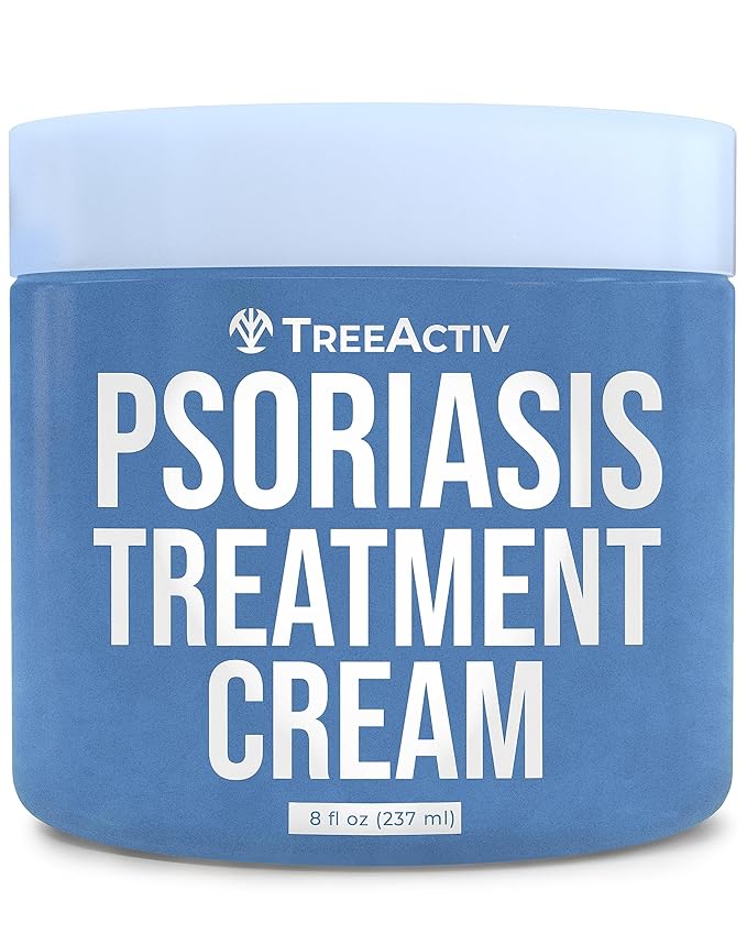 TreeActiv Psoriasis Treatment Cream, 8oz, Psoriasis Cream with Hyaluronic Acid for Face, Scalp, Body, Soothing Cream for Psoriasis Treatment, Psoriasis Moisturizing Cream for Scaly Dry Skin, 500+ Uses