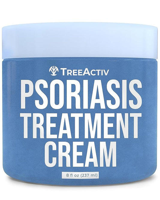 TreeActiv Psoriasis Treatment Cream, 8oz, Psoriasis Cream with Hyaluronic Acid for Face, Scalp, Body, Soothing Cream for Psoriasis Treatment, Psoriasis Moisturizing Cream for Scaly Dry Skin, 500+ Uses