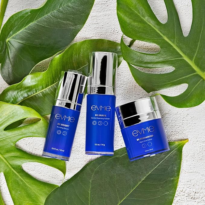 Evme Skincare Kit – Gentle Cleanser, Hydrating Serum & Night Cream – Nourishing for Sensitive Skin, Aiming for Sans-allergenic, Dermatologist-Tested, Fragrance-Free, Made in USA