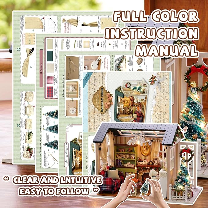 Kisoy Romantic and Cute Dollhouse Miniature DIY House Kit Creative Room Perfect DIY Gift for Friends,Lovers and Families (Sunny Holiday Time)